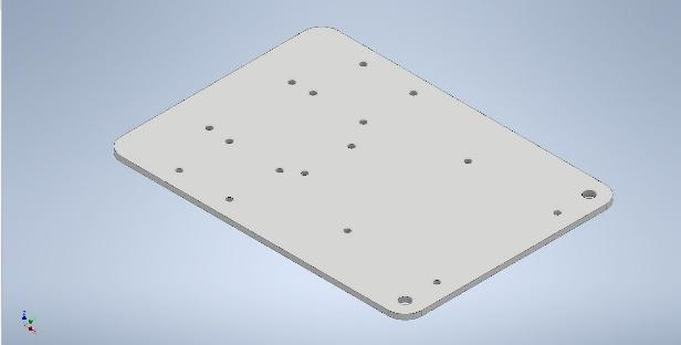 3D CAD model of the AGV base plate with its mounting holes