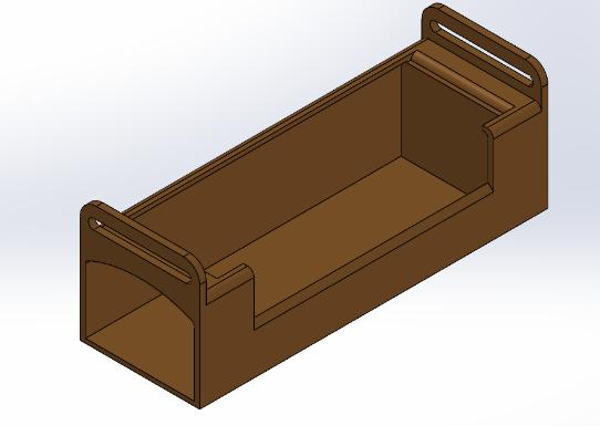 CAD model of the battery holder, designed to lower the centre of gravity
